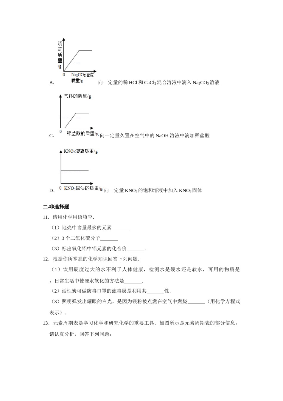 2016年辽宁省锦州市中考化学试题（空白卷）.docx_第3页