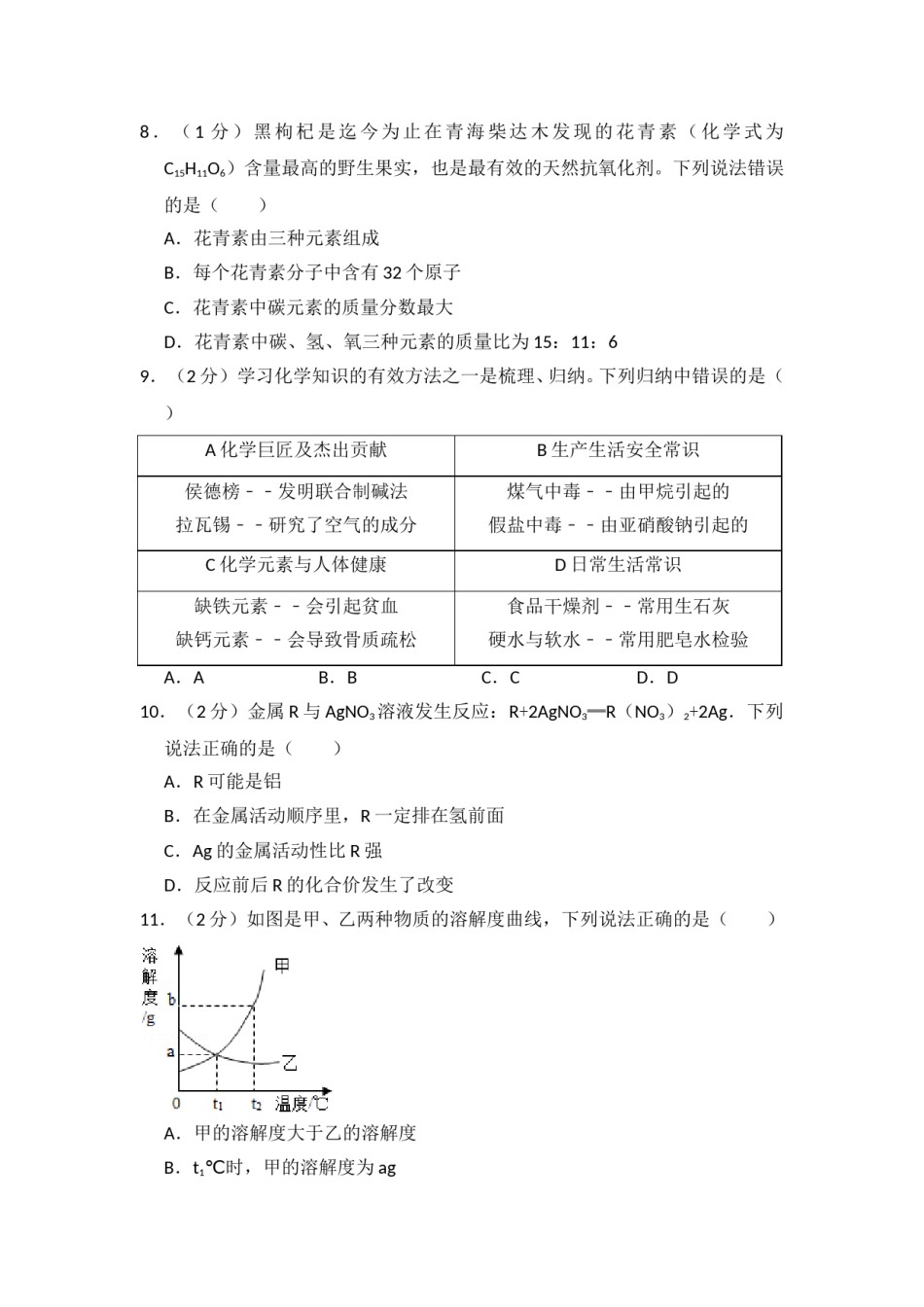 2017年青海省中考化学试卷（省卷）【原卷版】.doc_第2页