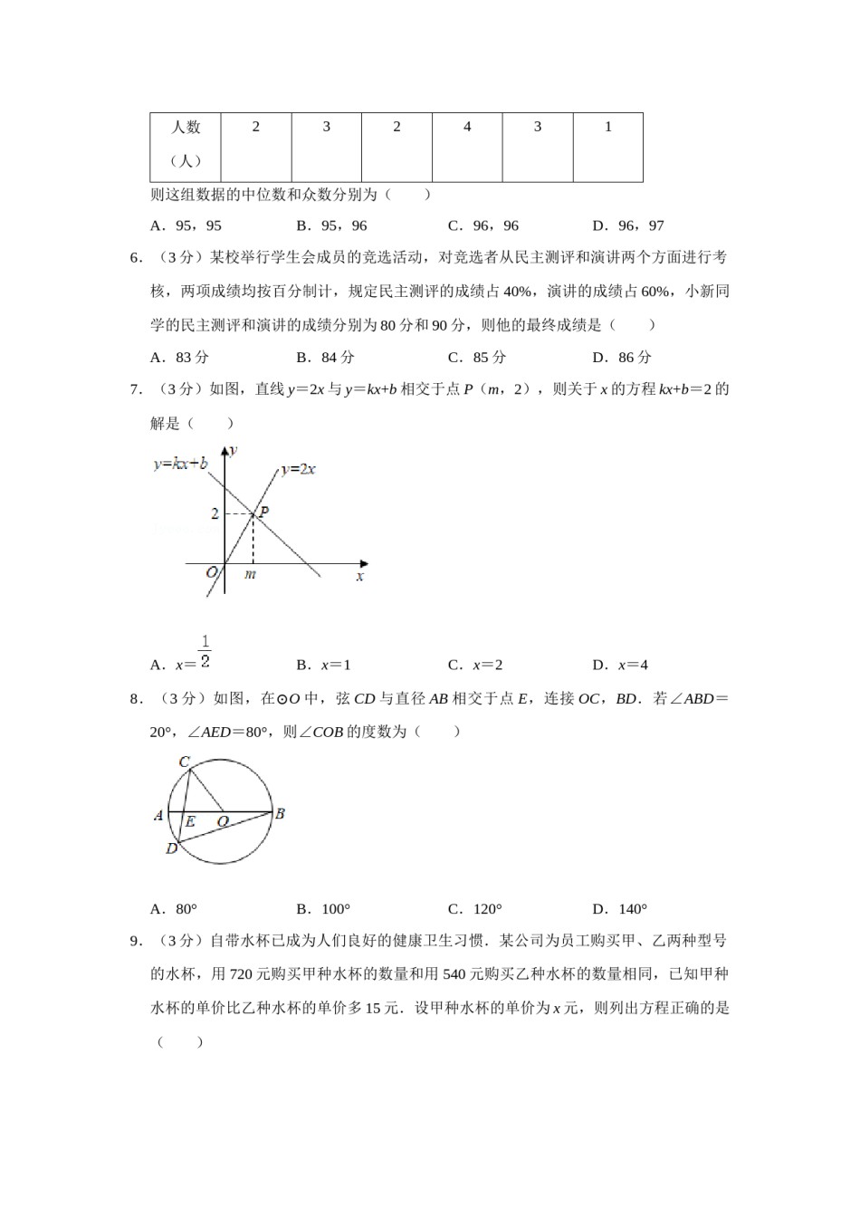 2021年辽宁省铁岭市中考数学试卷（空白卷）.docx_第2页