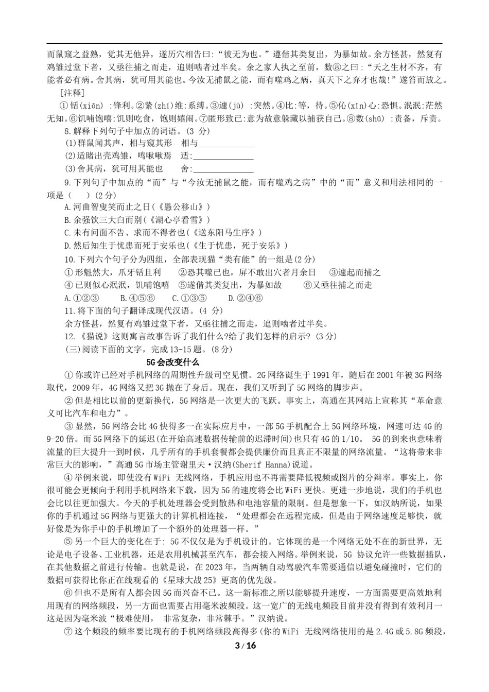 2019年山东省临沂市语文中考试题+答案.doc_第3页