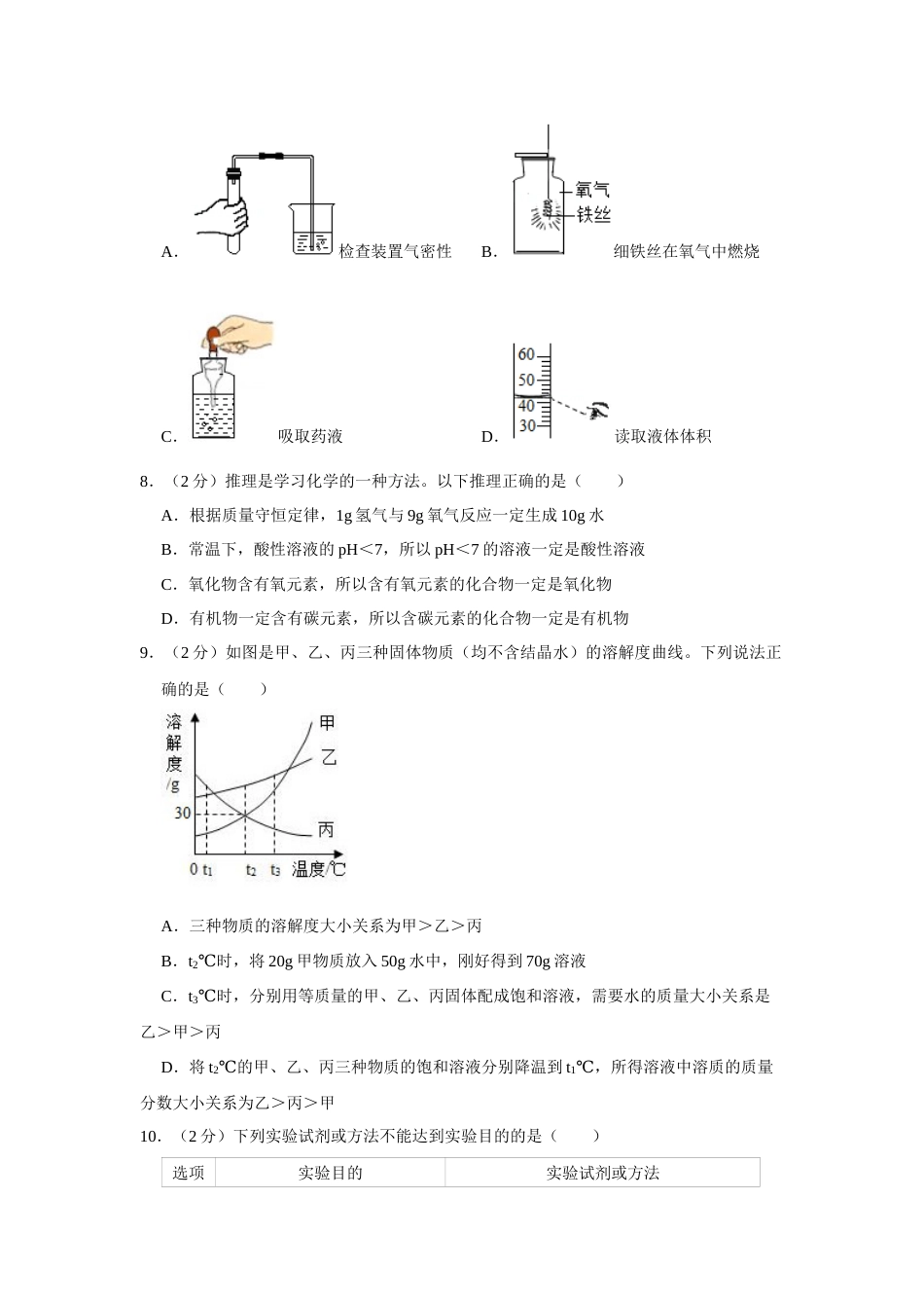 2021年甘肃省武威、白银、定西、平凉、酒泉中考化学试题（原卷版）.docx_第2页