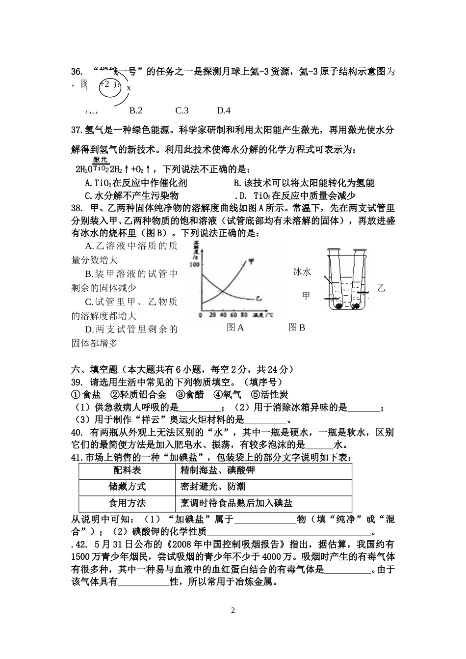 2008年海南中考化学试题及答案.doc_第2页