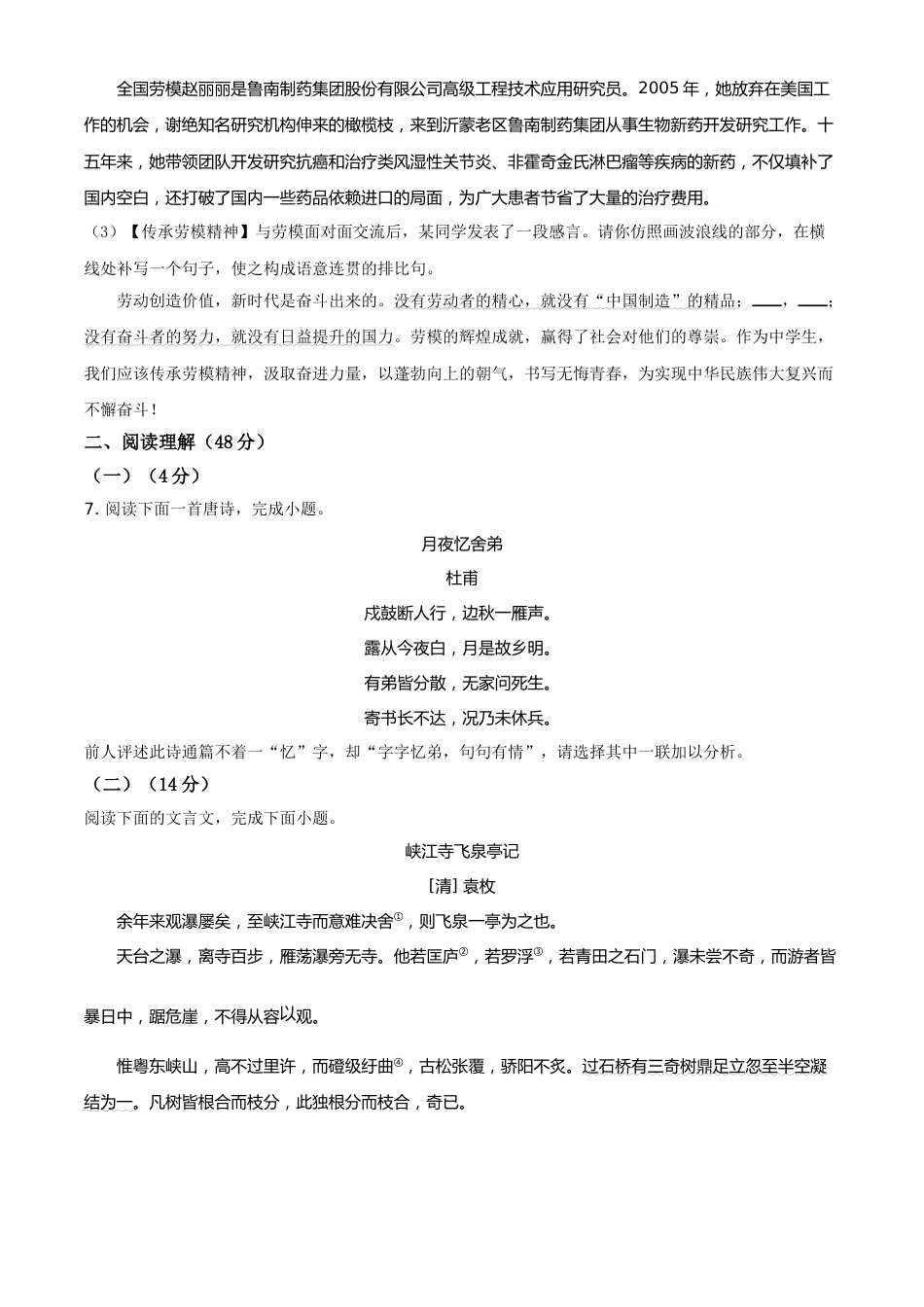 山东省临沂市2021年中考语文试题（原卷版）.doc_第3页