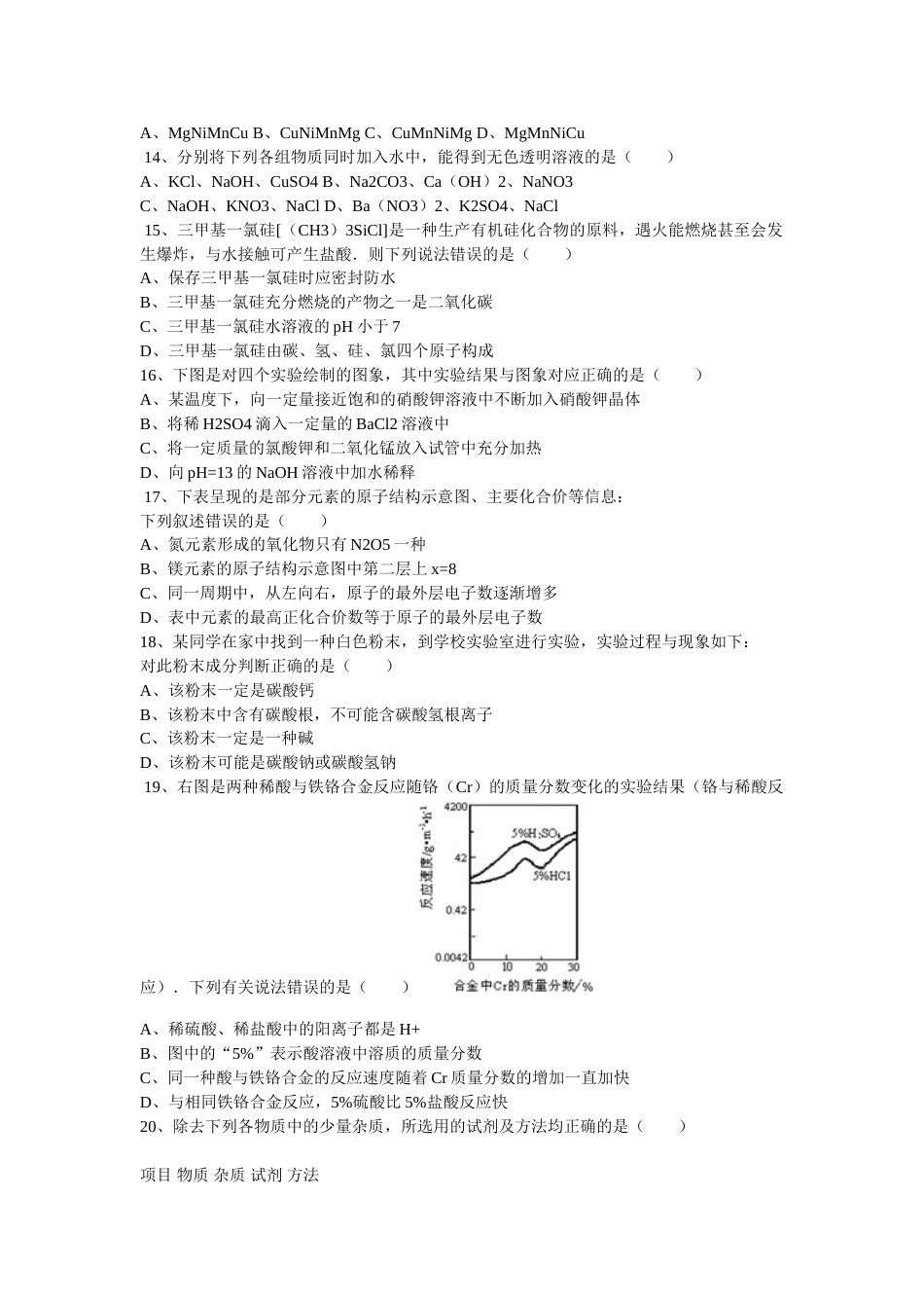 2011年潍坊市中考化学试卷及答案.doc_第3页