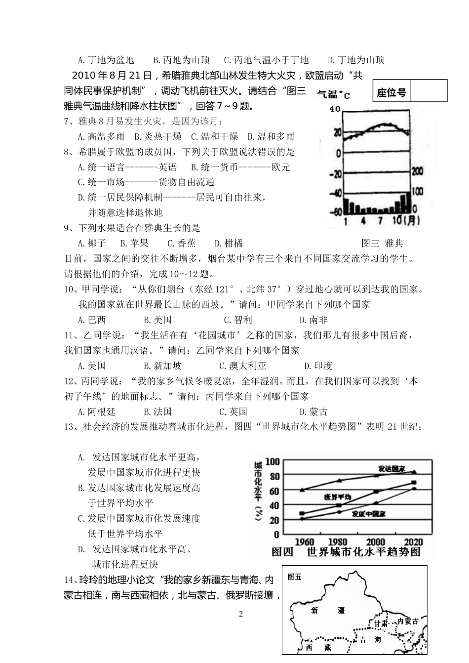 2011年烟台市中考地理试题及答案.doc_第2页