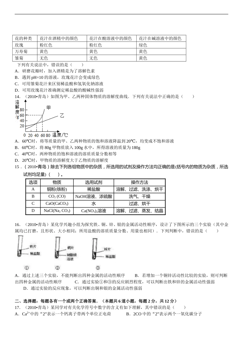 2010年山东省青岛市中考化学试题及答案.doc_第2页