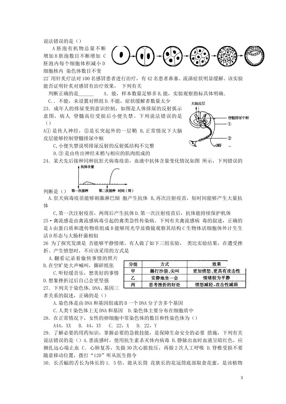 山东省日照市2017年中考生物真题试题（含答案）.doc_第3页